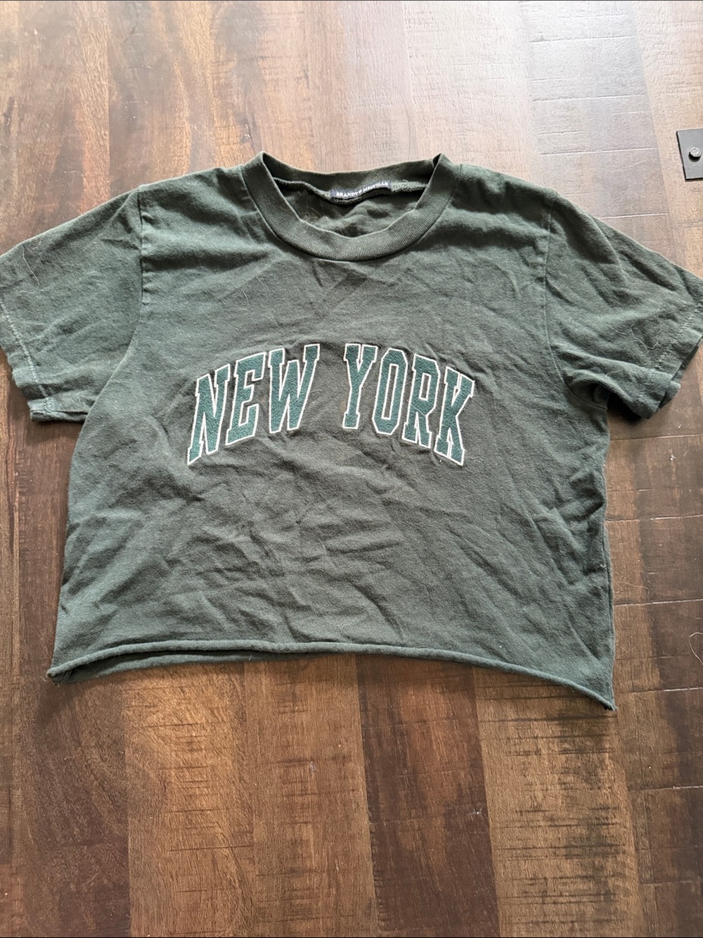 Brandy Melville Olive Green Ribbed Neck Tee